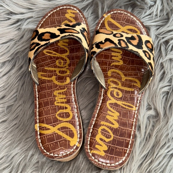 EUC Sam Edelman Reid Wedge Slide Sandal Animal Leopard Print Size 7.5 - Picture 7 of 10